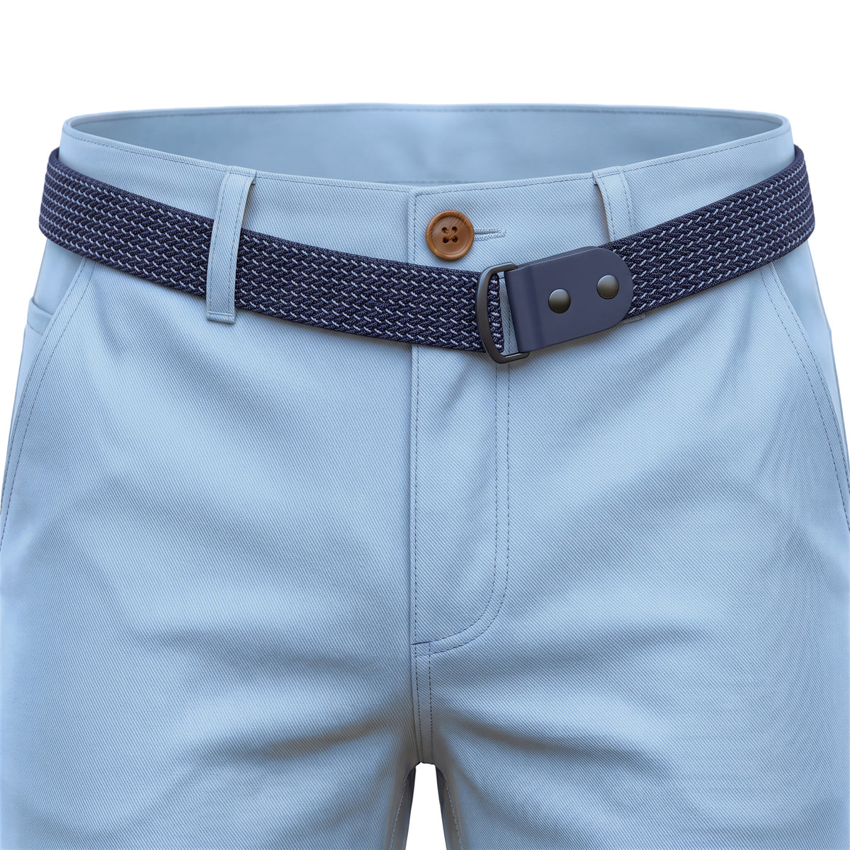 Boys' Belted Chino Pants – Baby Blue, waistband close-up