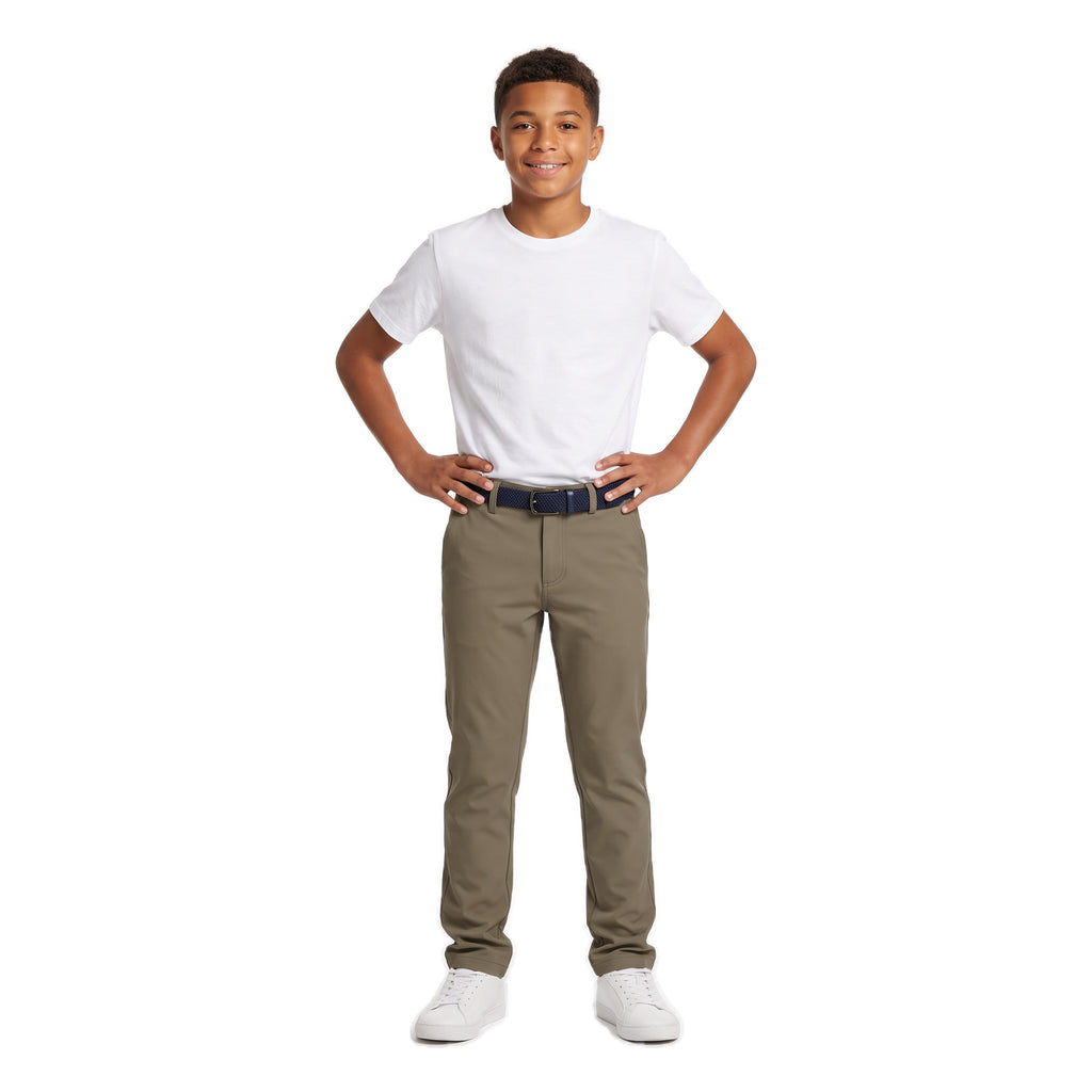 Boys' Belted Chino Pants – Khaki, worn, age 14