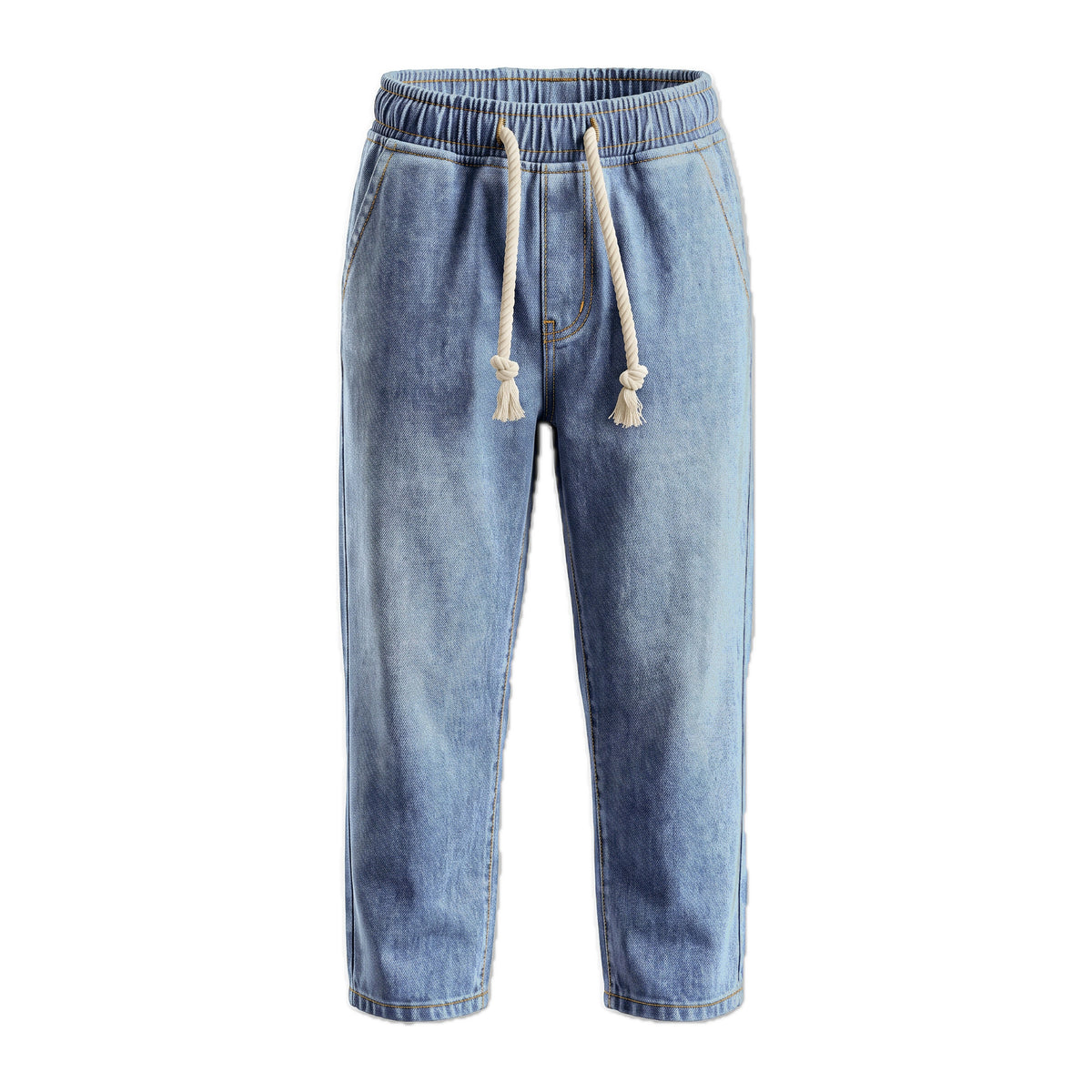 Boys' Rope Drawstring Jeans – Vintage Wash, front