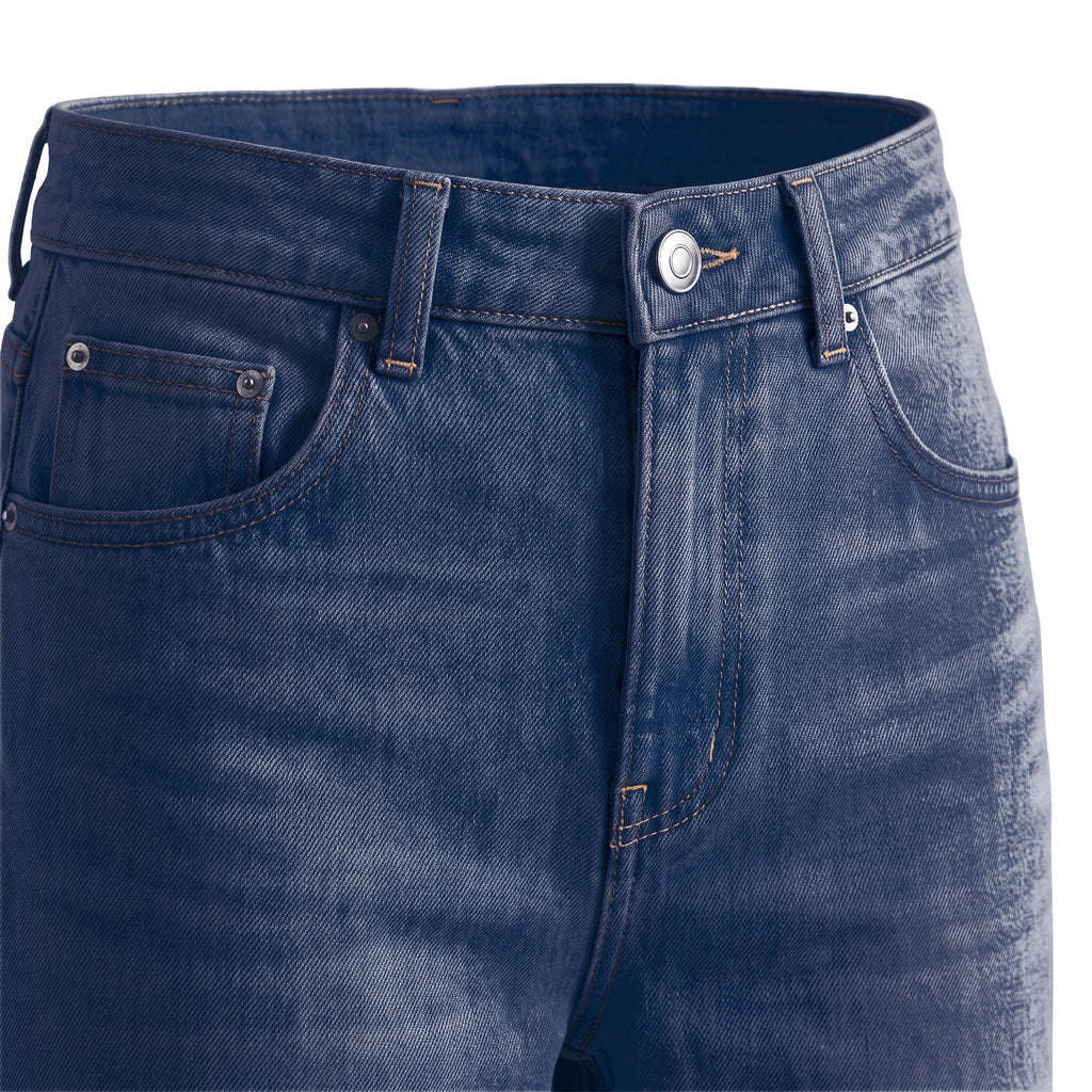 Boys' X-Pocket Wide Jeans – Blue Black, waistband close-up