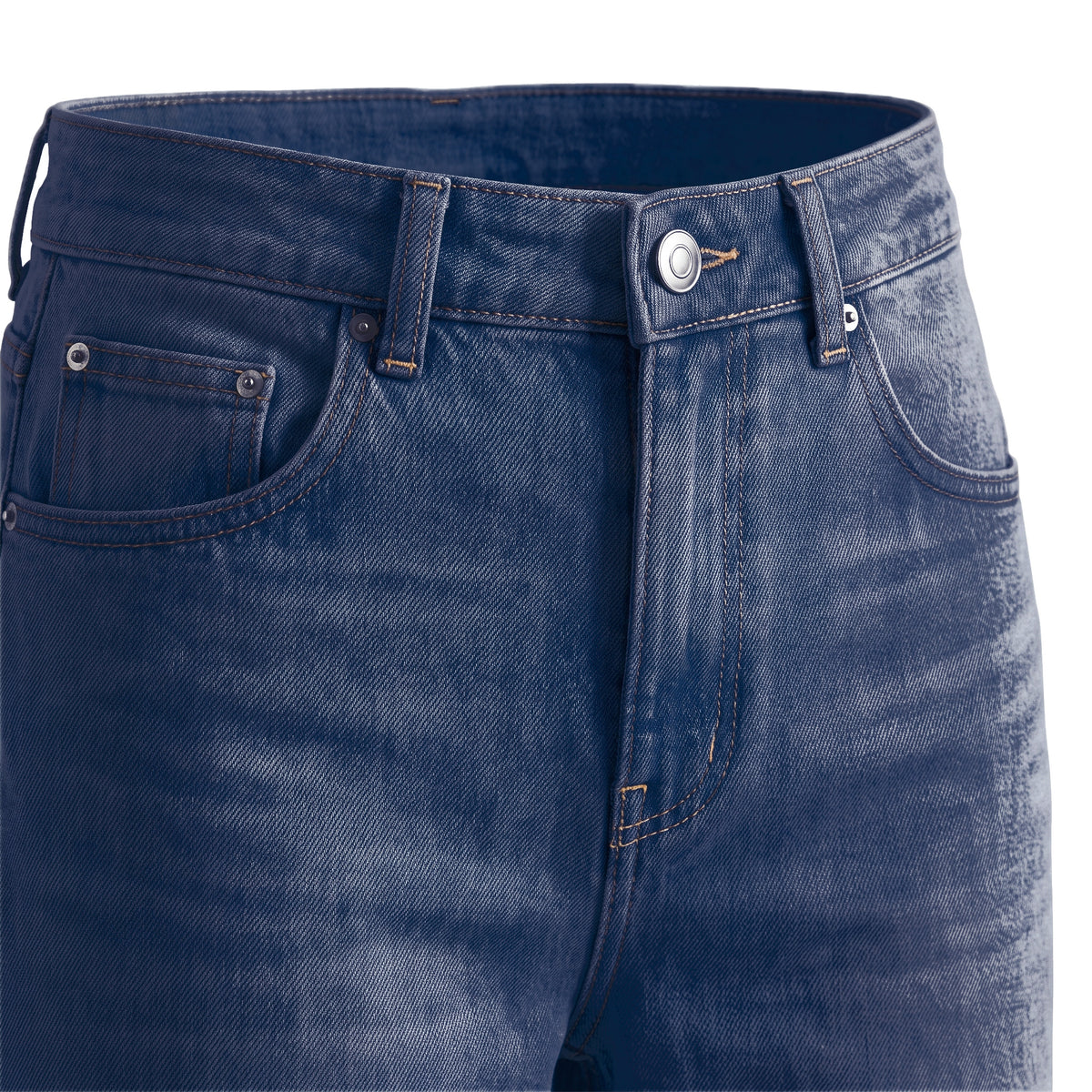 Boys' X-Pocket Wide Jeans – Blue Black, waistband close-up