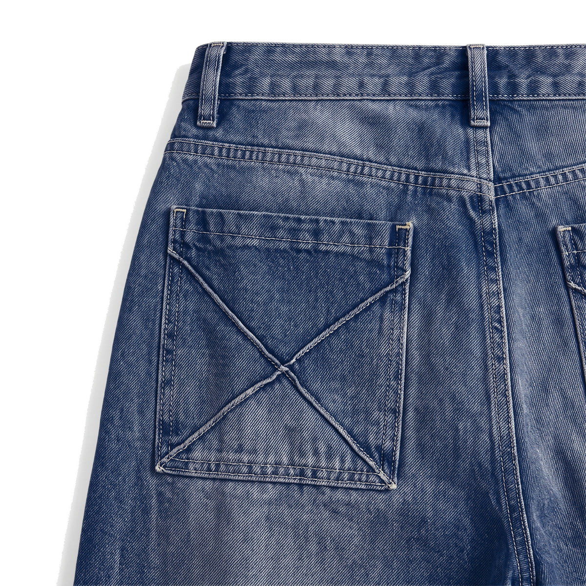 Boys' X-Pocket Wide Jeans – Blue Black, back X pocket close-up