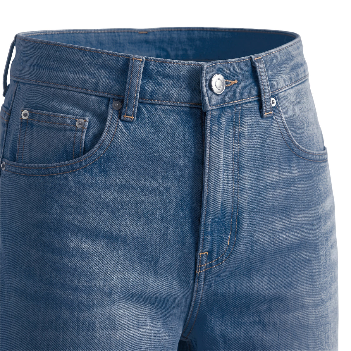 Boys' X-Pocket Wide Jeans – Vintage Wash, waistband close-up