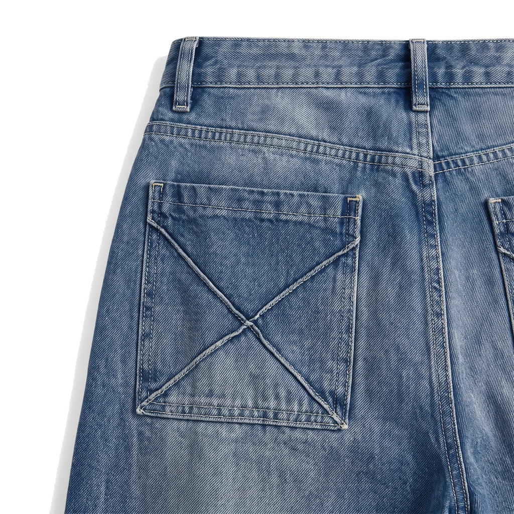 Boys' X-Pocket Wide Jeans – Vintage Wash, back X pocket close-up