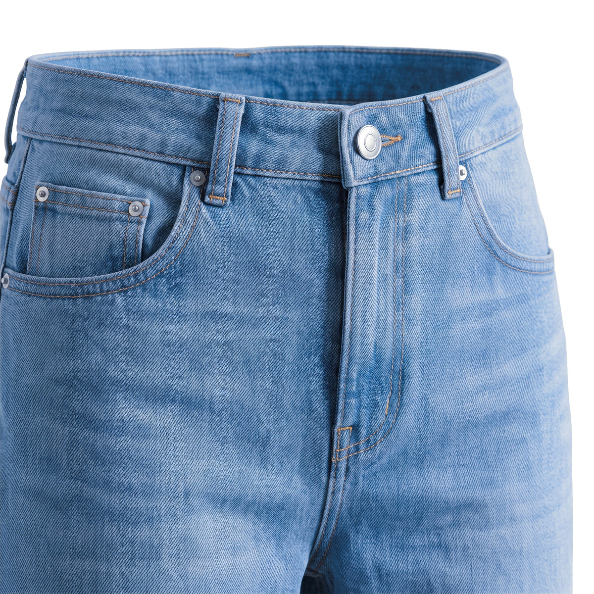 Boys' X-Pocket Wide Jeans – Light Blue, waistband close-up