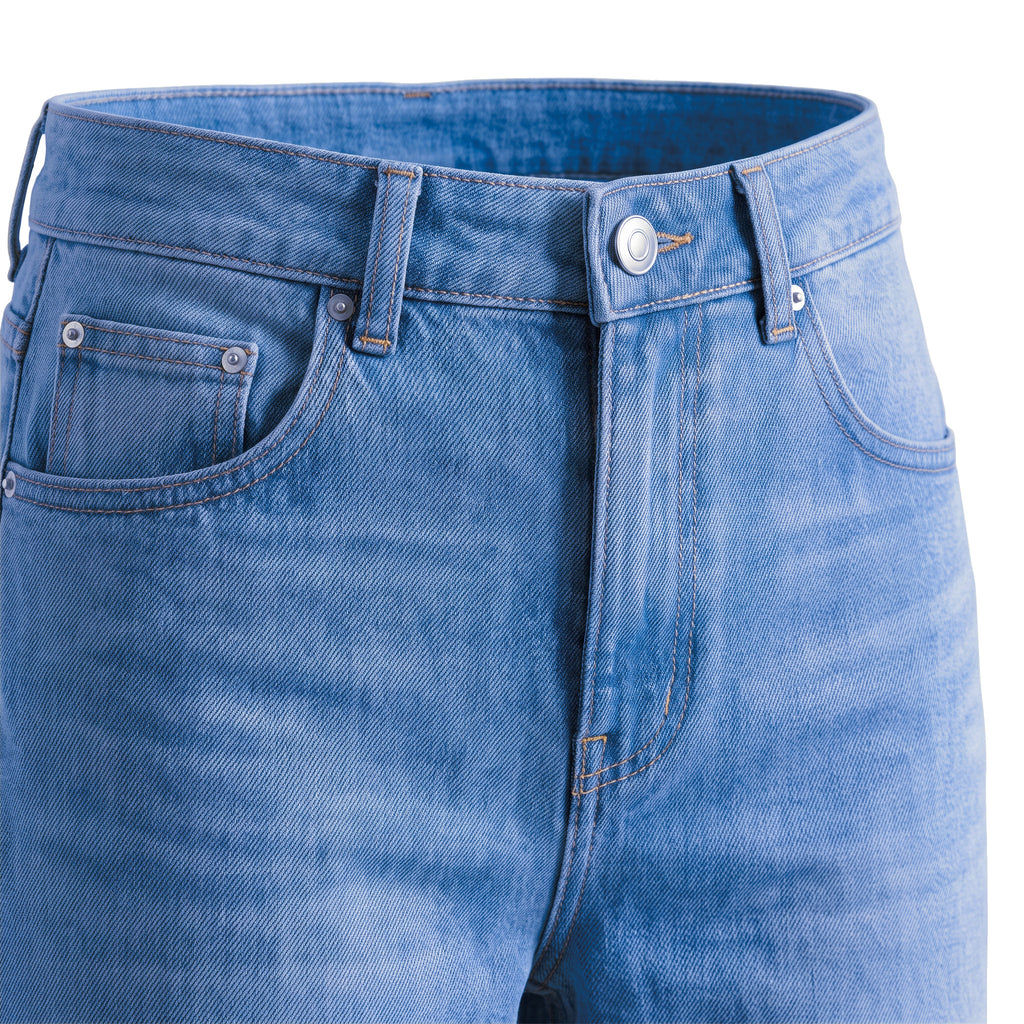 Boys' X-Pocket Wide Jeans – Medium Blue, waistband close-up