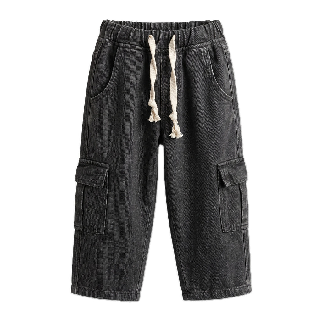 Boys' Cargo Jeans – Black, front