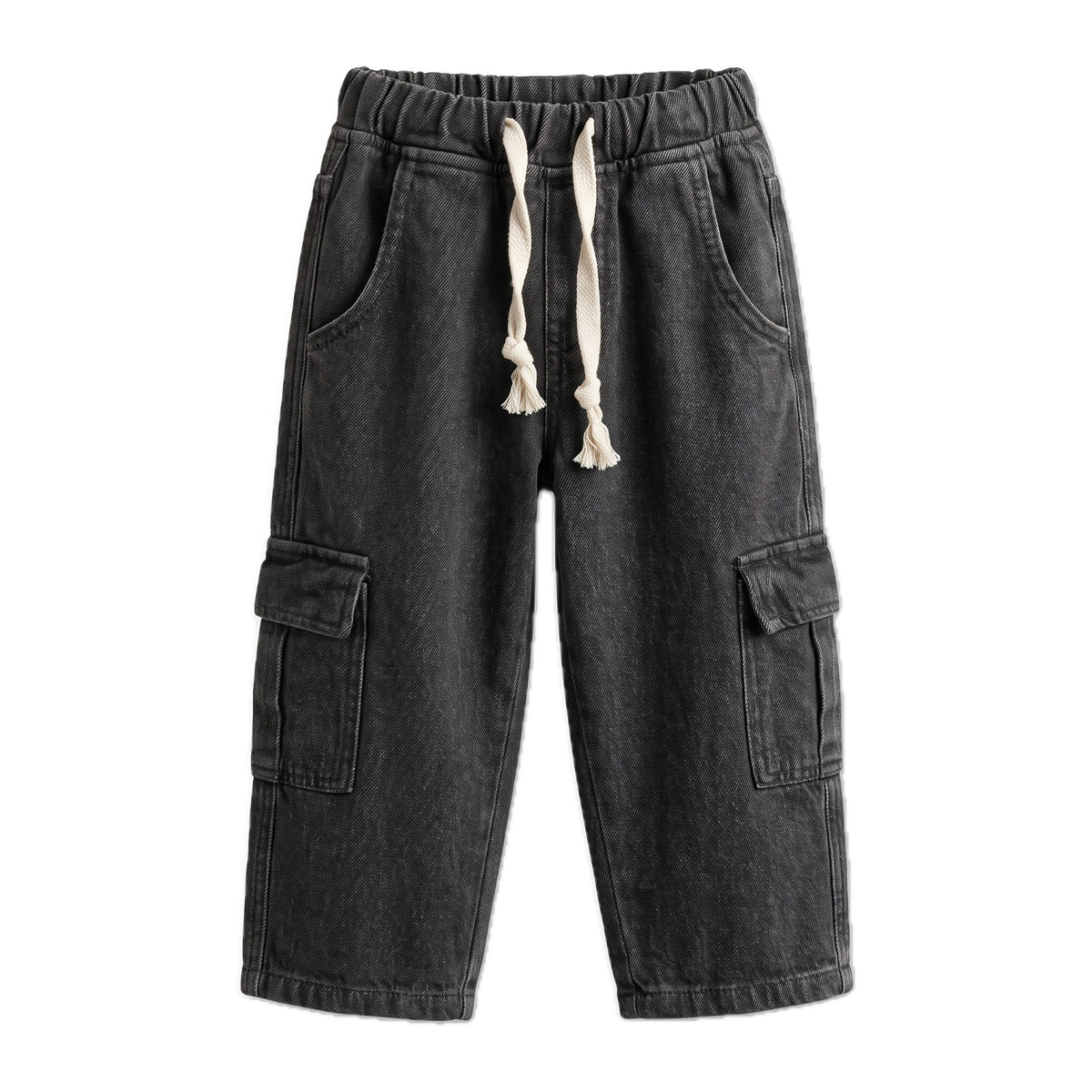 Boys' Cargo Jeans – Black, front