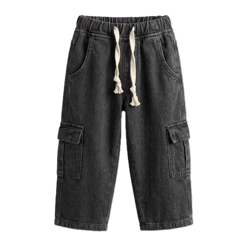 Boys' Cargo Jeans – Black, front