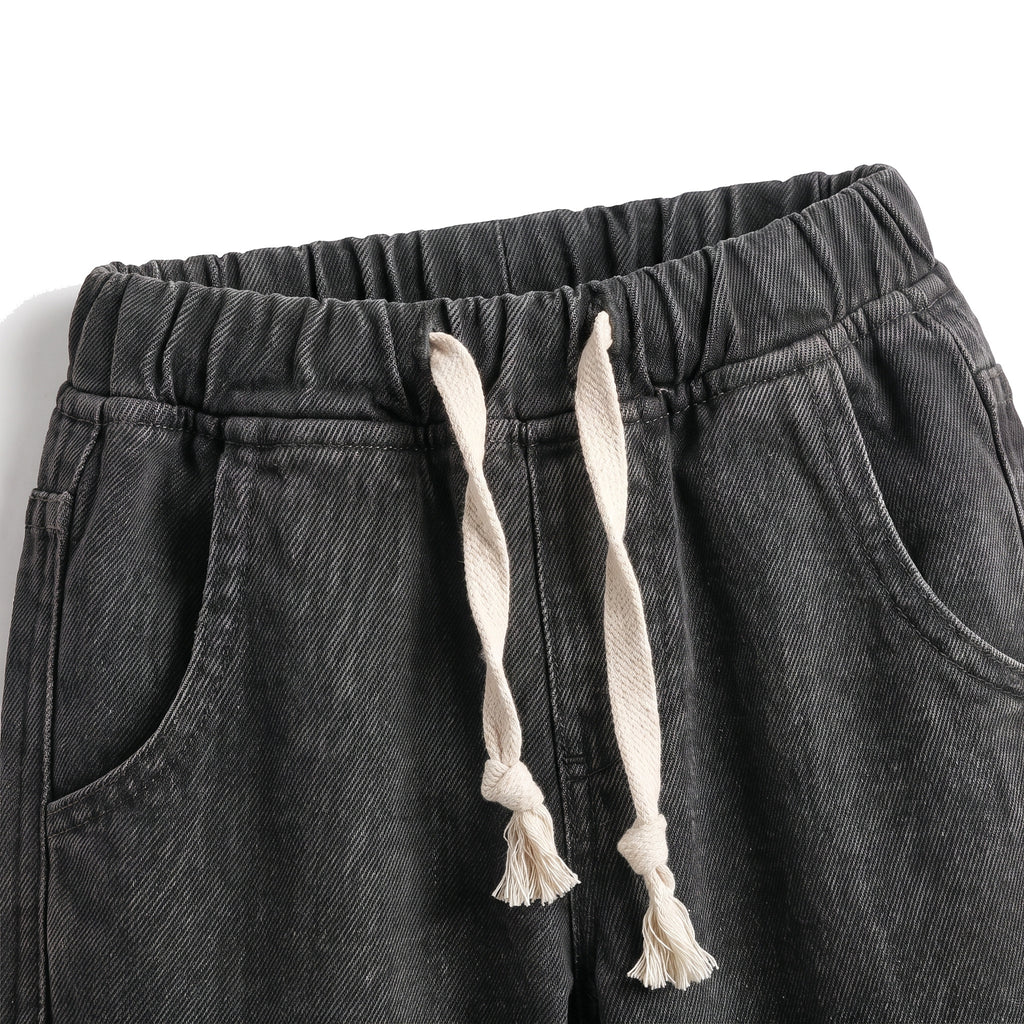 Boys' Cargo Jeans – Black, waistband close-up