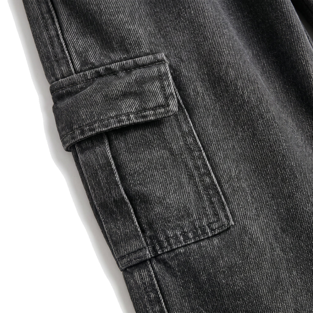 Boys' Cargo Jeans – Black, cargo pocket close-up