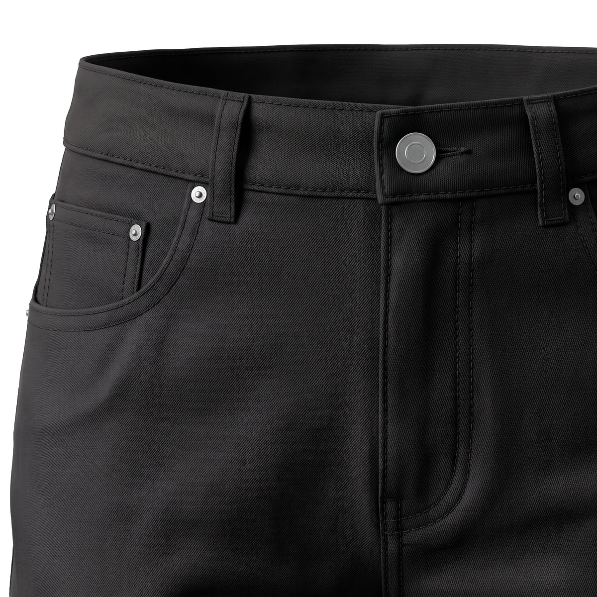 Boys' Five-Pocket Gabardine Pants – Black, waistband close-up