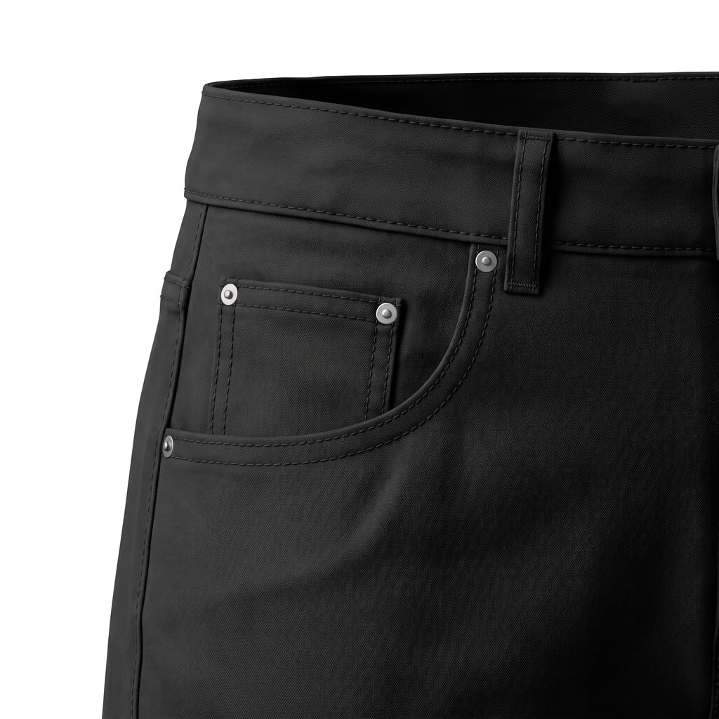 Boys' Five-Pocket Gabardine Pants – Black, front pocket close-up