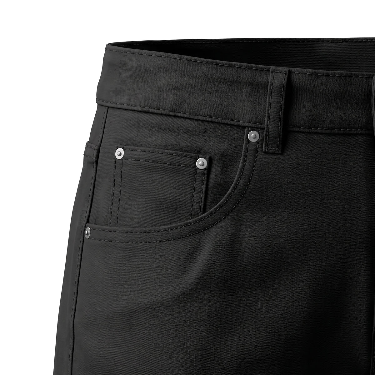 Boys' Five-Pocket Gabardine Pants – Black, front pocket close-up