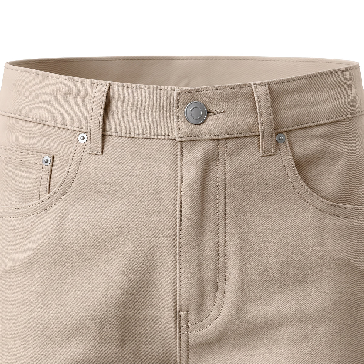 Boys' Five-Pocket Gabardine Pants – Light Beige, waistband close-up