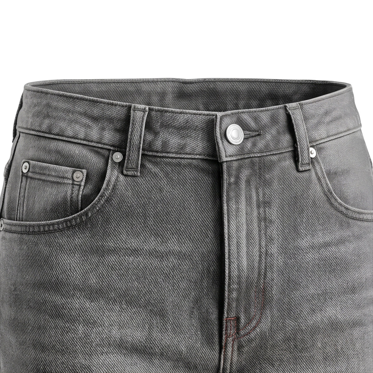 Boys' Knee-Seam Jeans – Grey, waistband close-up