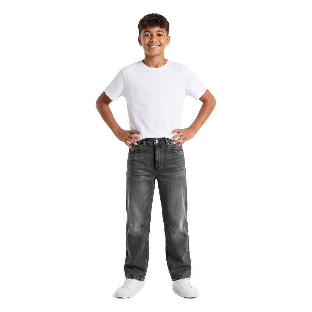 Boys' Knee-Seam Jeans – Grey, worn, age 14