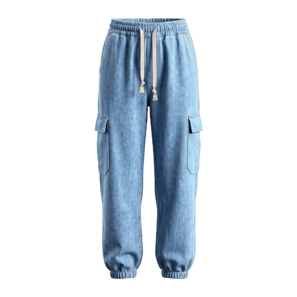 Girls' Cargo Jogger Jeans – Light Blue, front