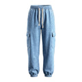 Girls' Cargo Jogger Jeans – Light Blue, front