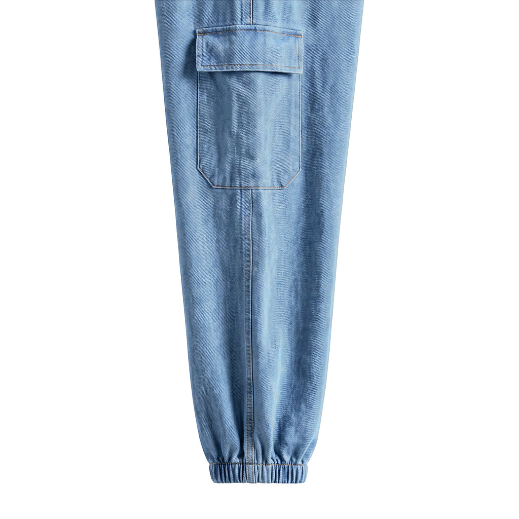 Girls' Cargo Jogger Jeans – Light Blue, cuff close-up