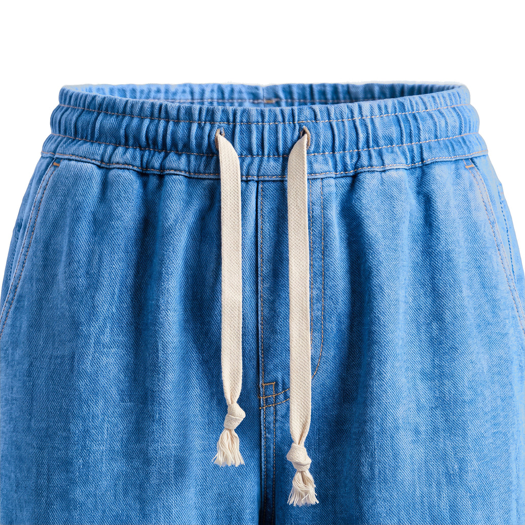 Girls' Cargo Jogger Jeans – Medium Blue, waistband close-up
