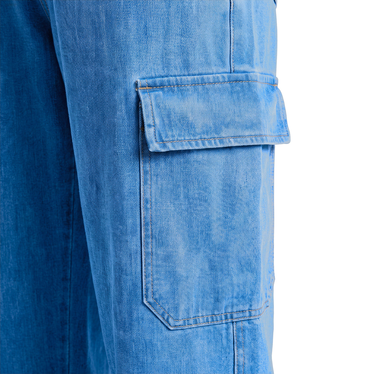 Girls' Cargo Jogger Jeans – Medium Blue, cargo pocket close-up