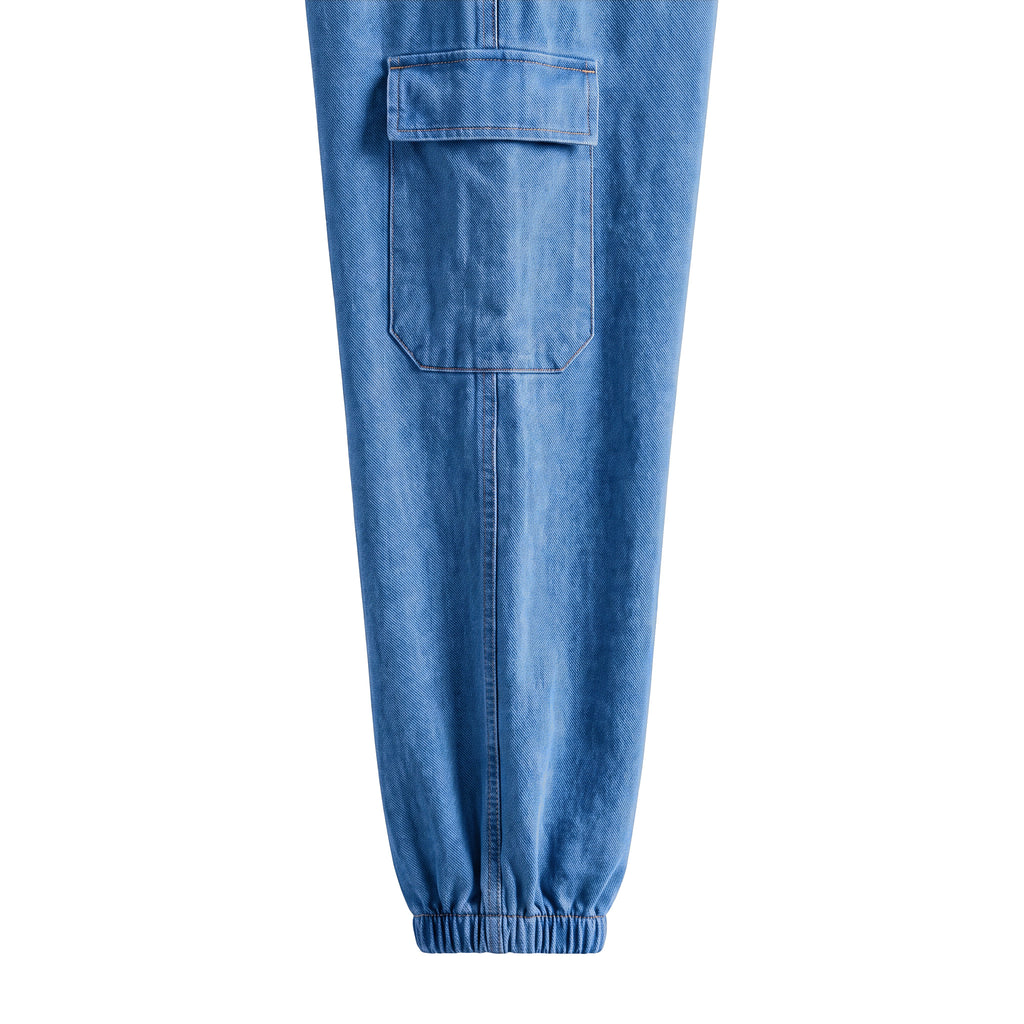 Girls' Cargo Jogger Jeans – Medium Blue, cuff close-up