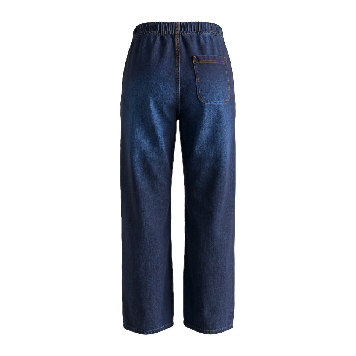 Girls' Drawstring Wide-Leg Jeans – Dark Navy, back