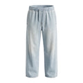 Girls' Drawstring Wide-Leg Jeans – Light Blue, front