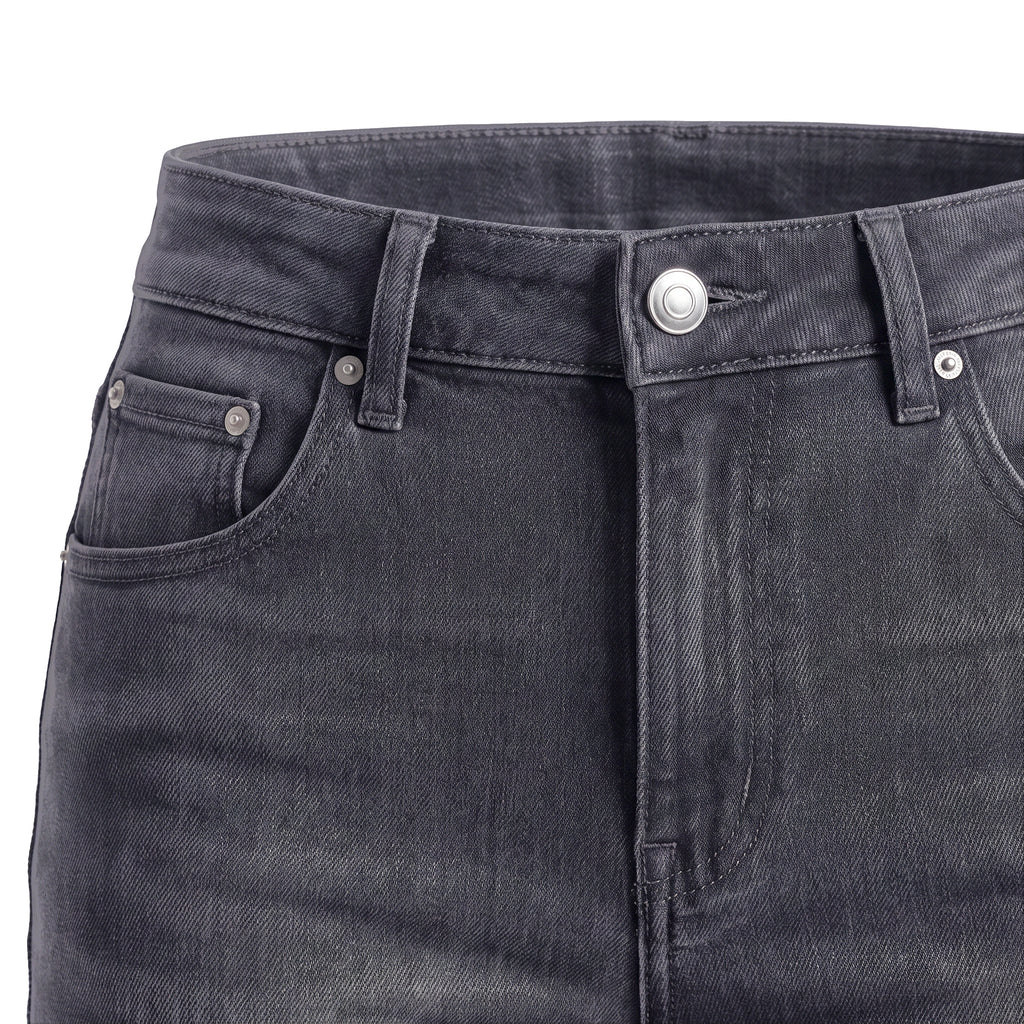 Girls' Flare Jeans – Black, waistband close-up