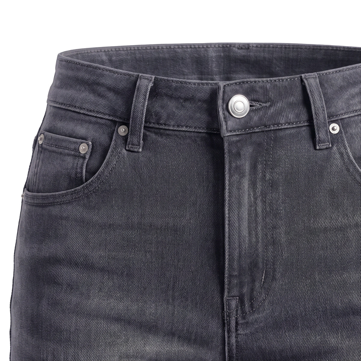 Girls' Flare Jeans – Black, waistband close-up