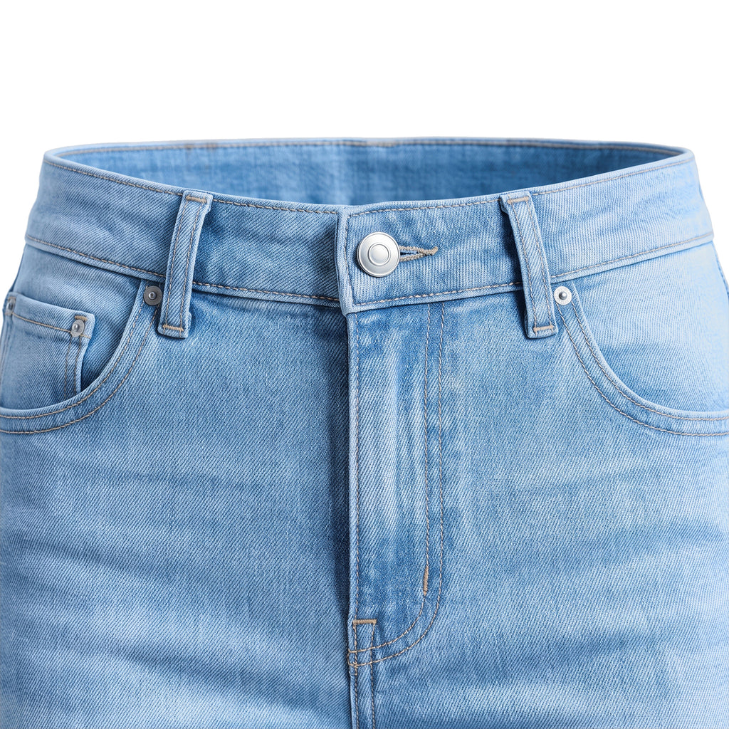 Girls' Flare Jeans – Light Blue, waistband close-up