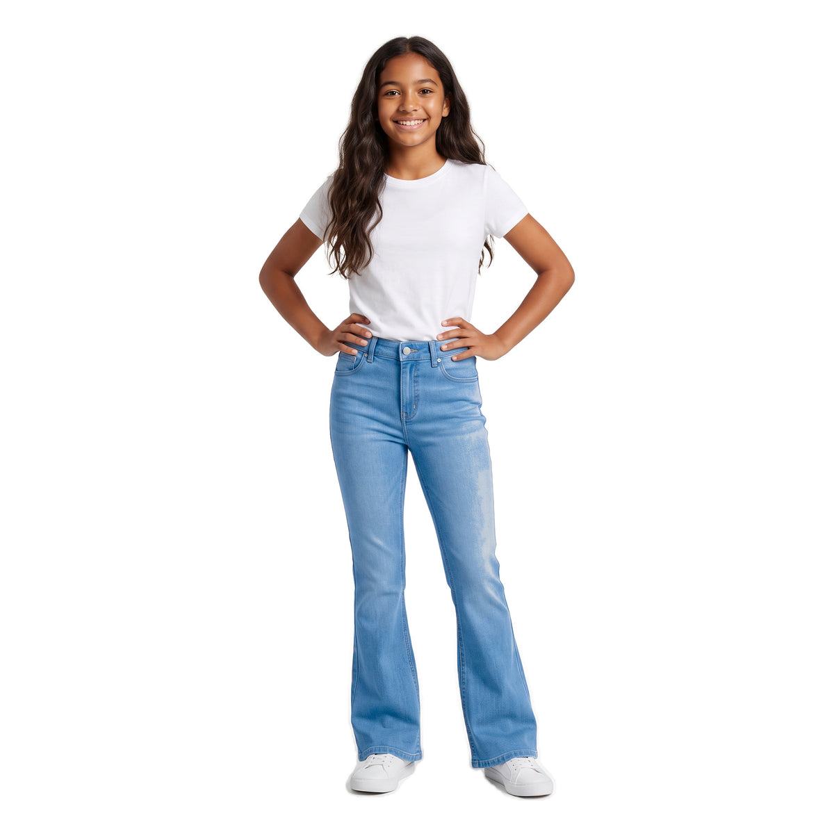 Girls' Flare Jeans – Light Blue, worn, age 14