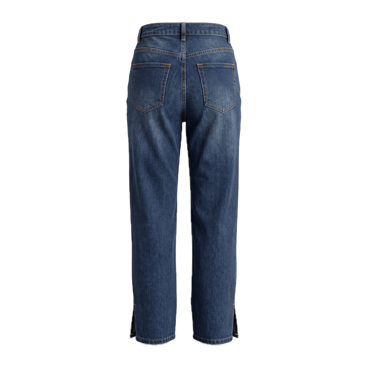 Girls' Side-Slit Straight Jeans – Dark Navy, back