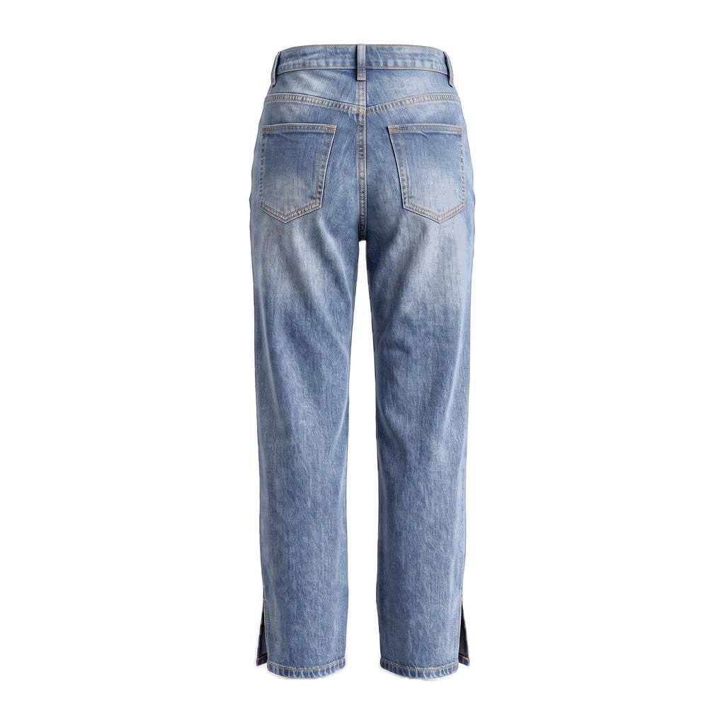 Girls' Side-Slit Straight Jeans – Vintage Wash, back