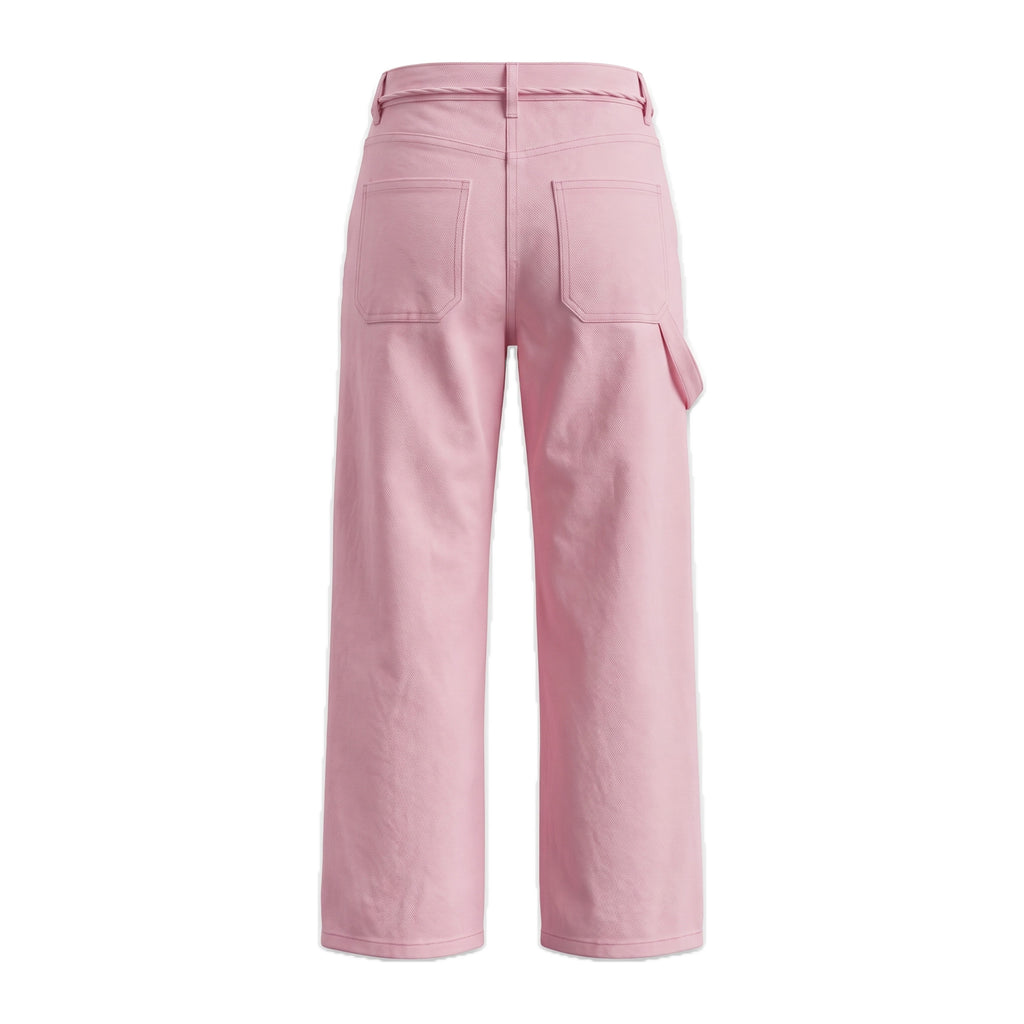 Girls' Rope Belt Wide-Leg Pants – Pink, back