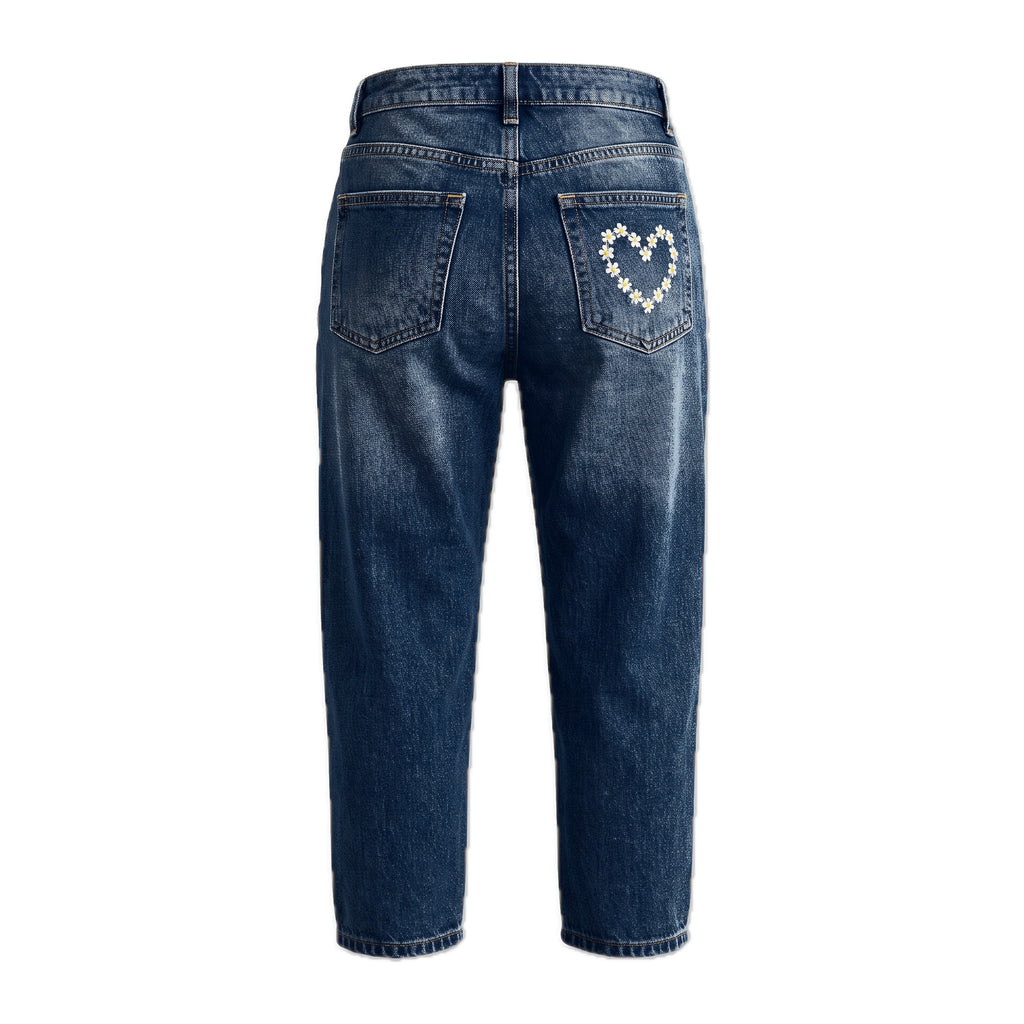 Girls' Daisy Heart Jeans – Dark Blue, back