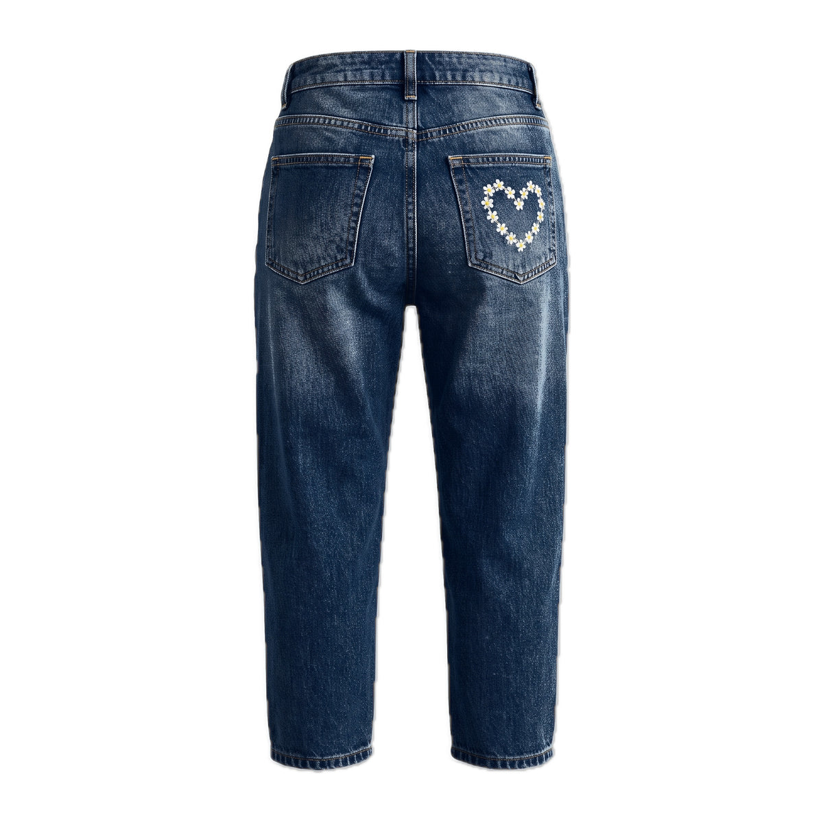 Girls' Daisy Heart Jeans – Dark Blue, back