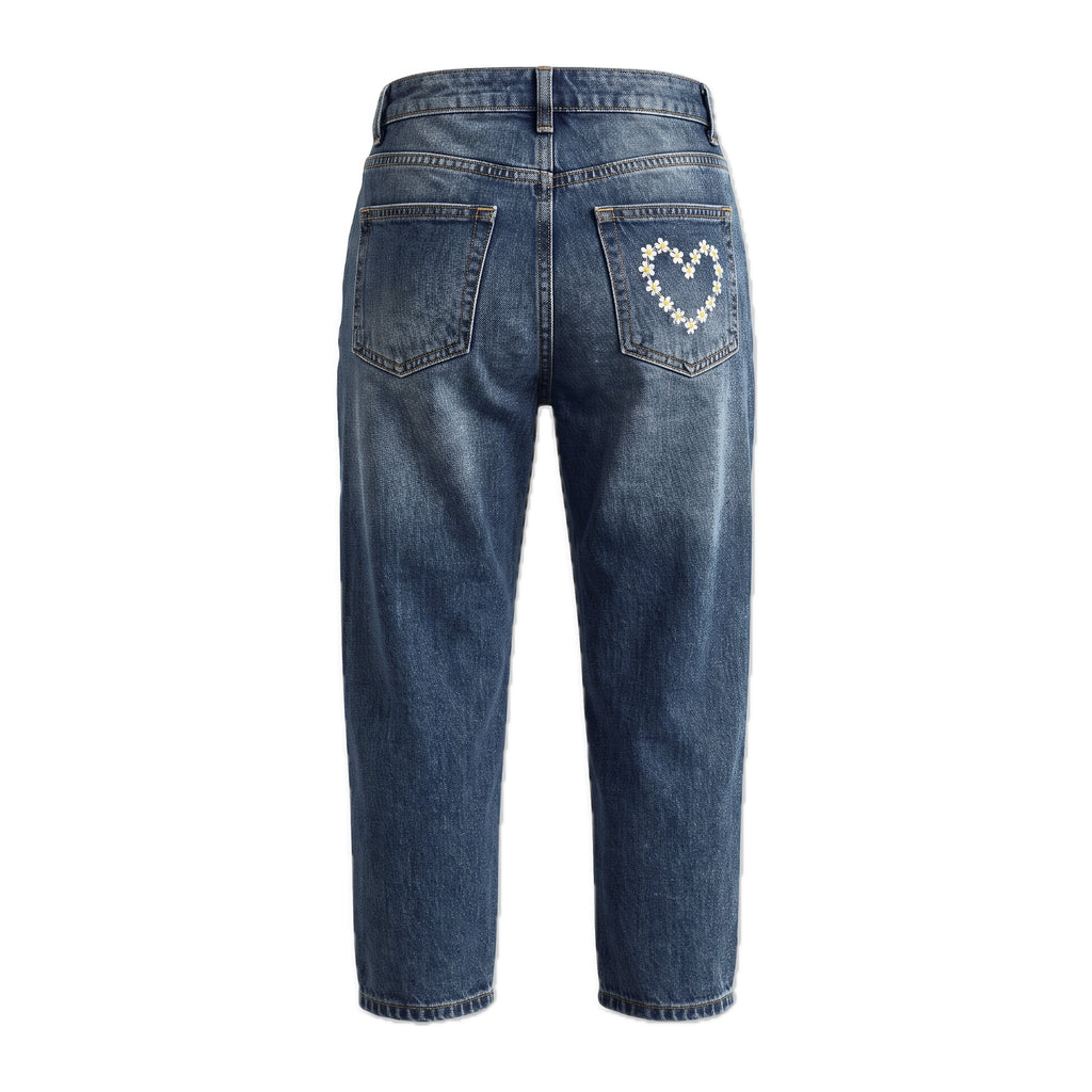 Girls' Daisy Heart Jeans – Vintage Wash, back