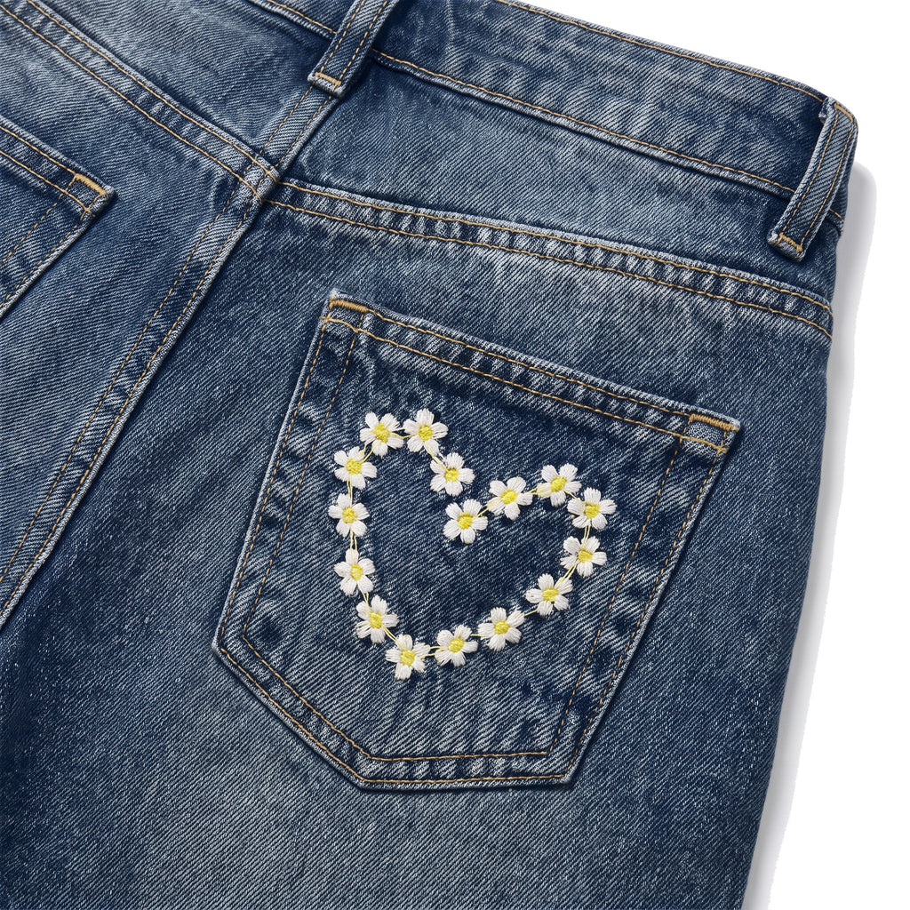 Girls' Daisy Heart Jeans – Vintage Wash, back heart close-up
