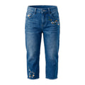 Girls' Frayed Flower Jeans – Medium Blue, front