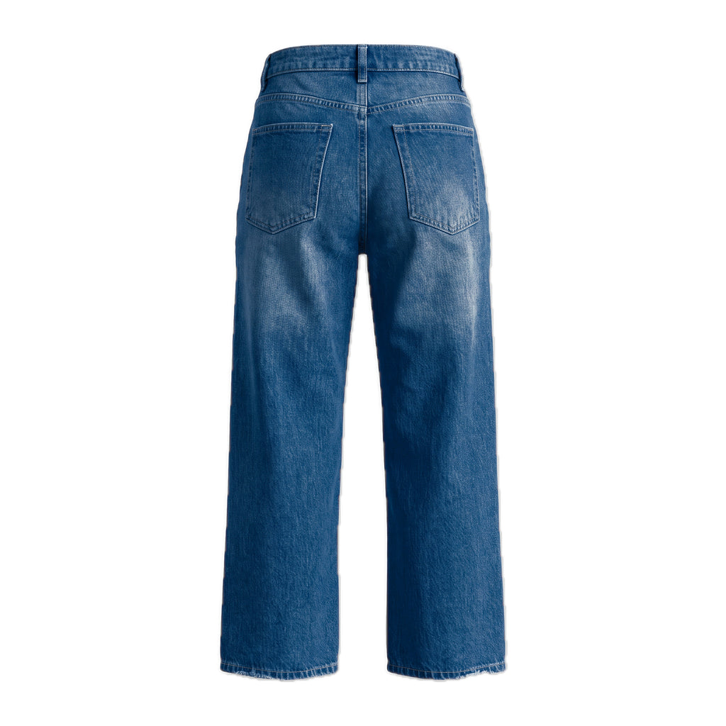 Girls' Frayed Flower Jeans – Medium Blue, back